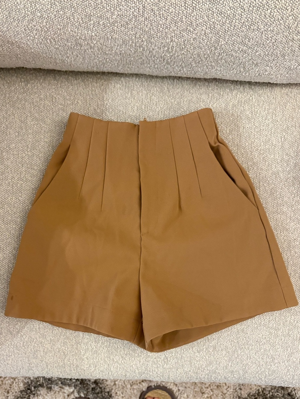 Love, Bonito Mitzi Pleated Tailored Bermuda Shorts — Tan, XXS